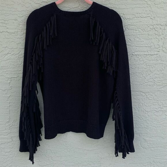 Lauren Ralph Lauren Women's Black Fringe Pullover Sweater Size M - Picture 11 of 13